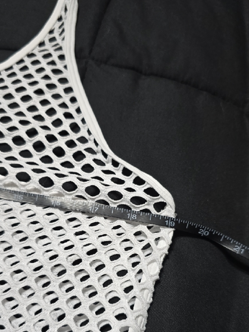 White Fishnet Racerback Tank, LG - Picture 4 of 5